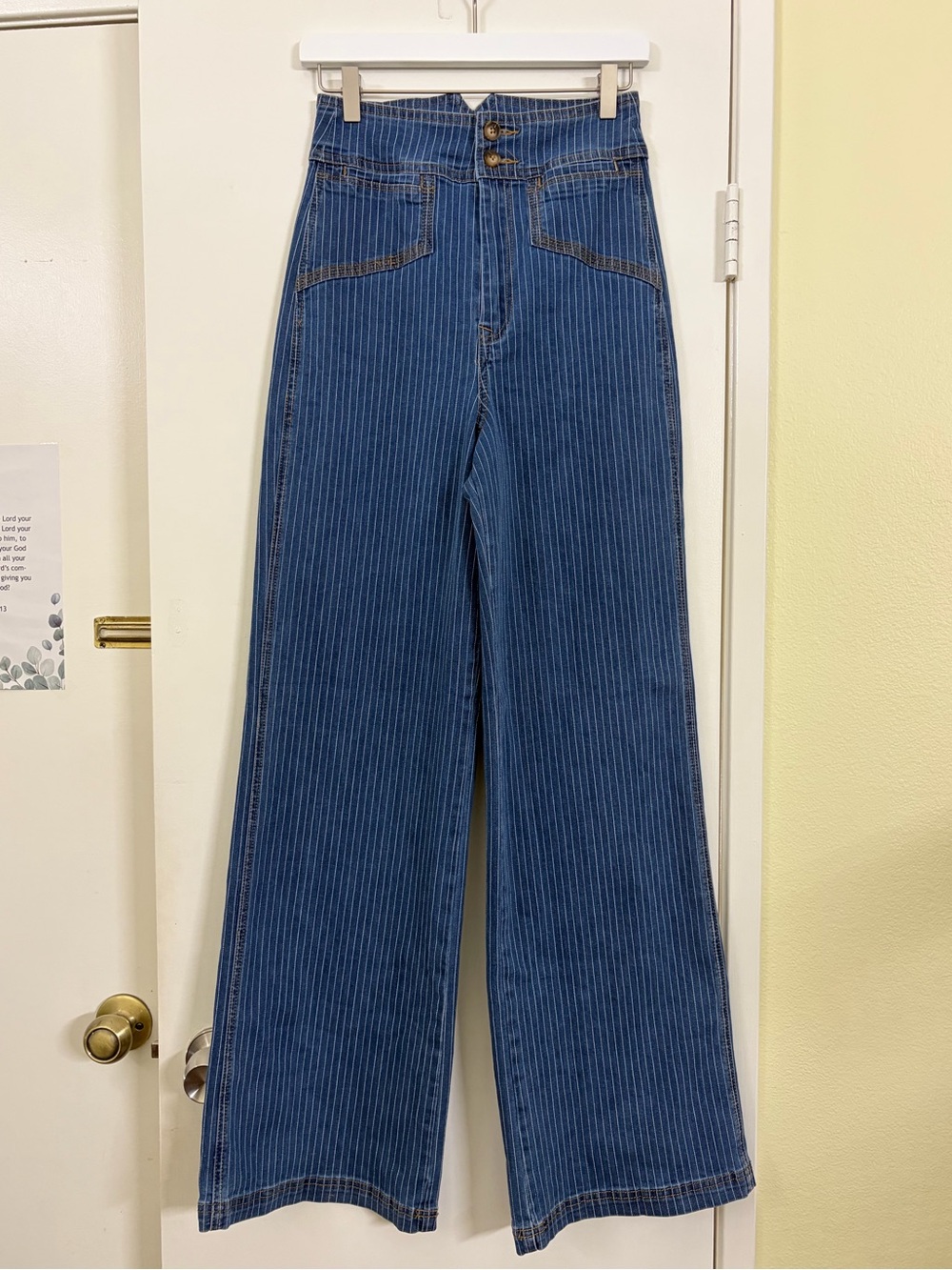 NWT House of Harlow 1960 Pinstripe Denim Vest Wide Leg Jeans Matching Set Size 6 - Picture 8 of 15